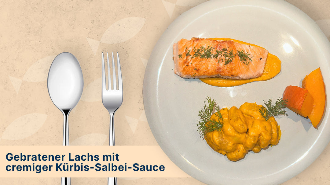 Gebratener Lachs mit cremiger Kürbis-Salbei-Sauce