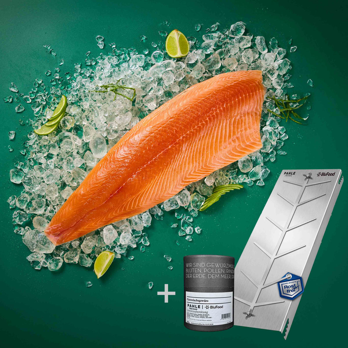 Flammlachs Bundle mit Lachsfilet, Lachsgewürz und Flammlachsbrett